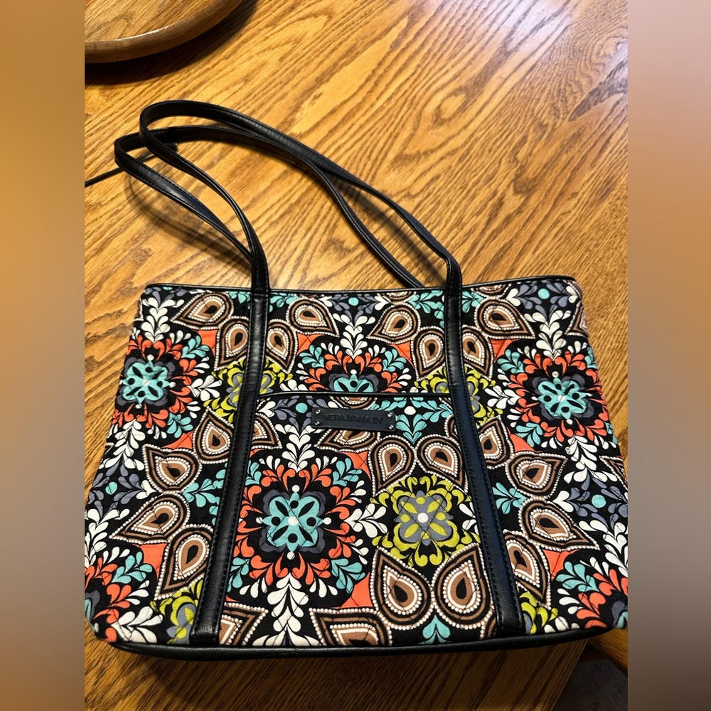 Vera Bradley Black and Multicolor Patterned Tote